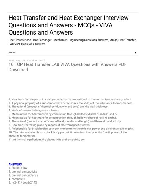 heat transfer lab viva