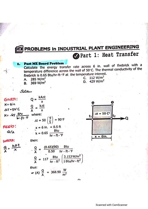 Heat Transfer Sample Problems With Solutions