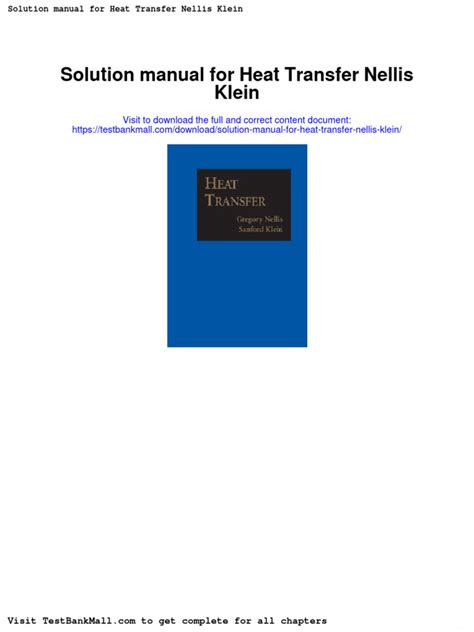 Download Heat Transfer Nellis Klein Solutions 
