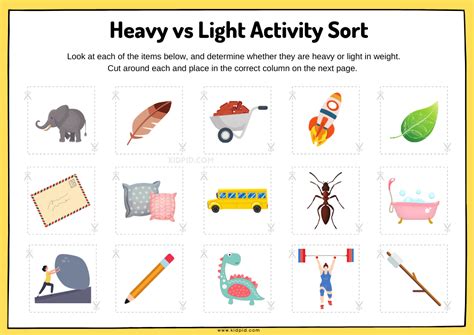 Heavier And Lighter Sorting Worksheet Teacher Made Twinkl Heavy And Light Objects Drawing - Heavy And Light Objects Drawing