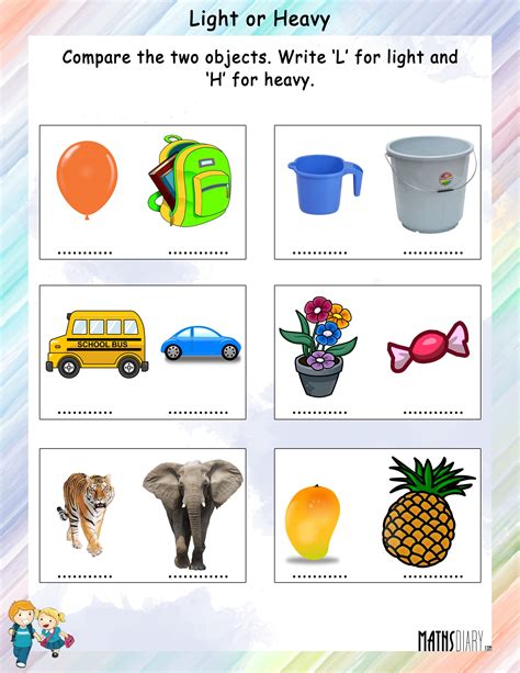Heavy And Light Worksheet Math For Kids Mocomi Heavy Light Worksheet - Heavy Light Worksheet