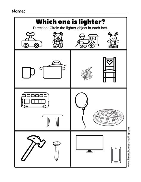 Heavy And Light Worksheets Kids Learning Pod Heavy Light Worksheet - Heavy Light Worksheet