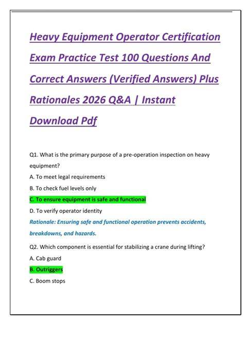 heavy equipment operator practice test