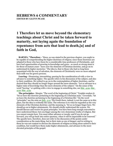 Hebrews 6 Commentary