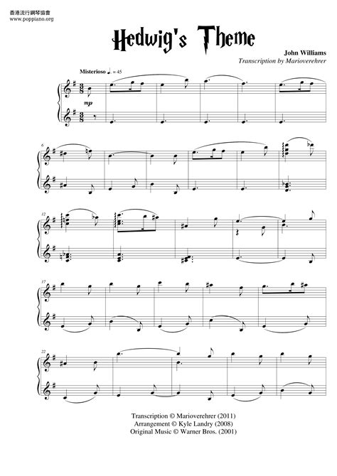 hedwigs theme orchestral score pdf