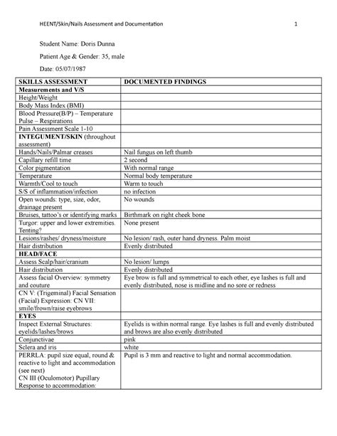 Full Download Heent Assessment Documentation Sample 
