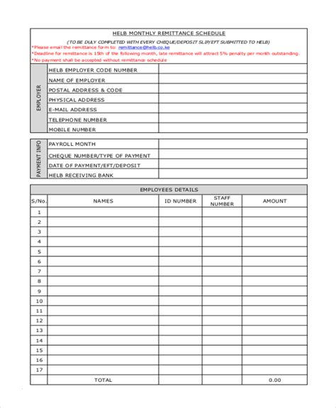 Helb Remittance Form