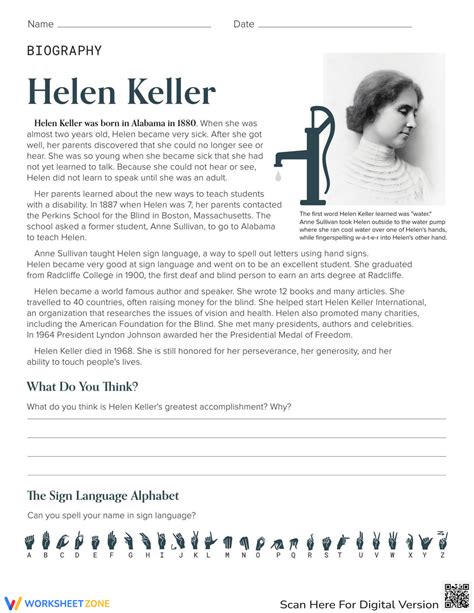 helen keller biography for second grade