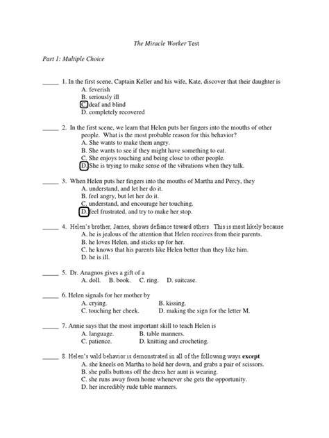helen keller practice test questions
