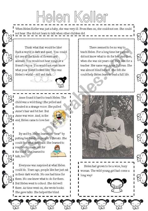 Helen Keller Worksheets Esl Printables Helen Keller Timeline Worksheet - Helen Keller Timeline Worksheet