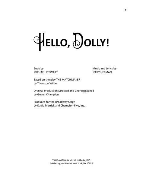 Read Hello Dolly Script 