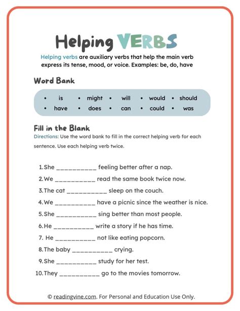 Helping Verbs Worksheets For 3rd Grade Grammar Wordtips Verb Worksheet Third Grade - Verb Worksheet Third Grade