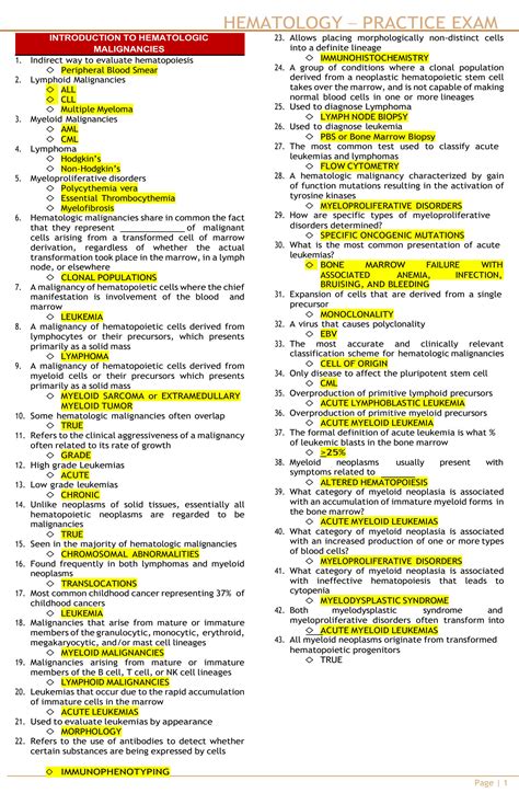 hematology practice exam bing