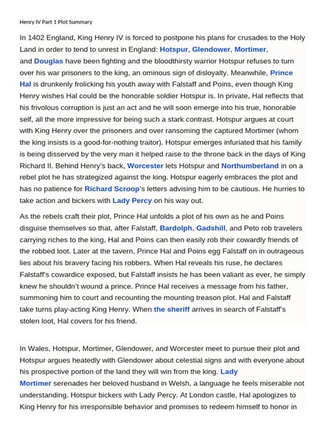 Henry Iv Plot Summary