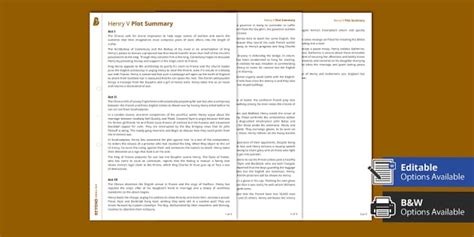 Henry V Plot Summary