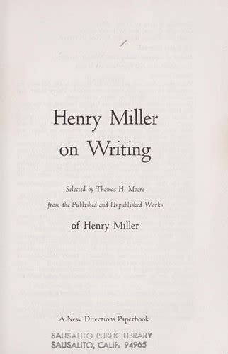 Full Download Henry Miller On Writing 
