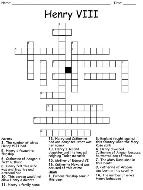 Full Download Henry Viii Crossword Word Search Primary Resources 