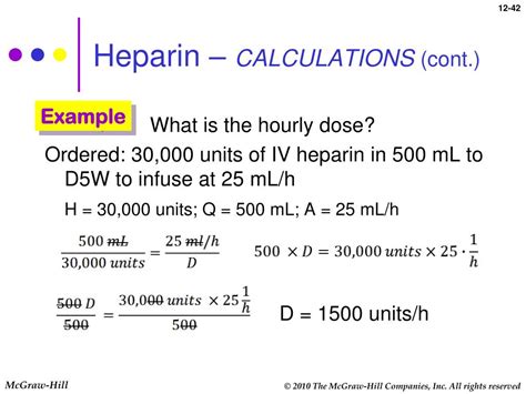 Heparin Calculation Formula