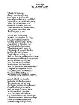 Heritage Countee Cullen Analysis