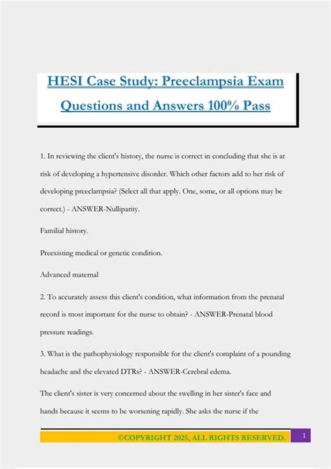 Hesi Preeclampsia Case Study