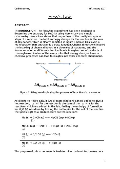 Hess Law Lab Report