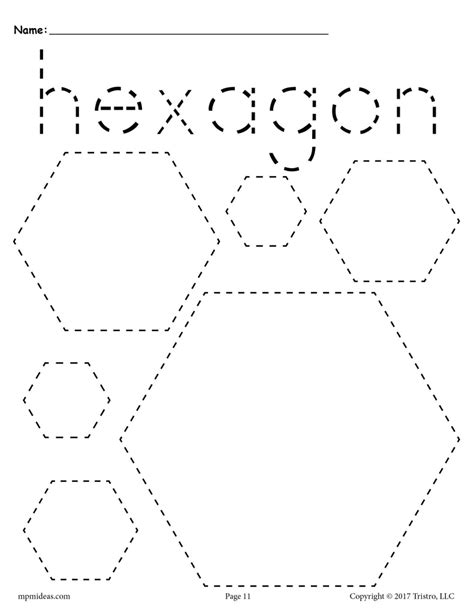Hexagon Shape Tracing And Coloring Worksheet Printable Hexagon Worksheets For Preschool - Hexagon Worksheets For Preschool