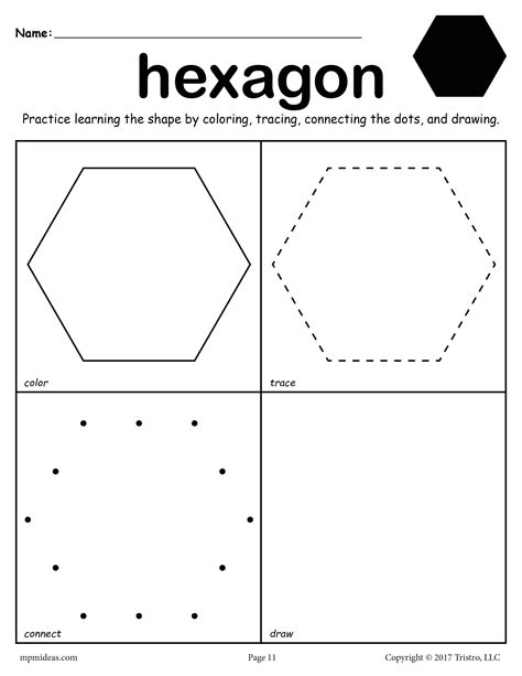 Hexagon Worksheet Color Trace Connect Amp Draw Supplyme Hexagon Worksheets For Preschool - Hexagon Worksheets For Preschool