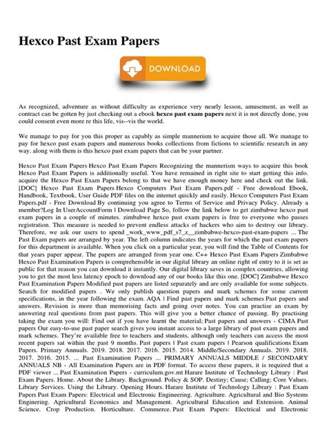 Download Hexco Past Exam 