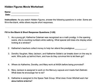 Hidden Figures Answer Key