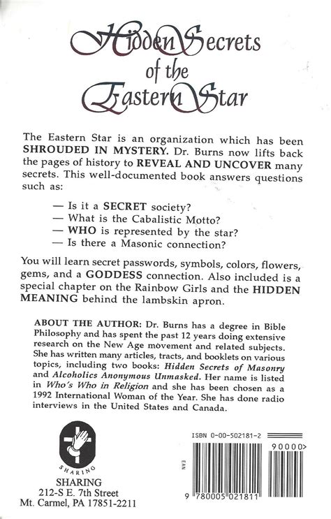 Hidden Secrets Of The Eastern Star By Cathy Burns