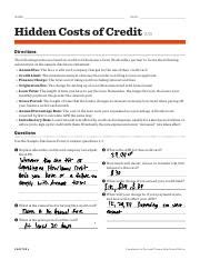 Download Hidden Costs Of Credit Answers 1 3 