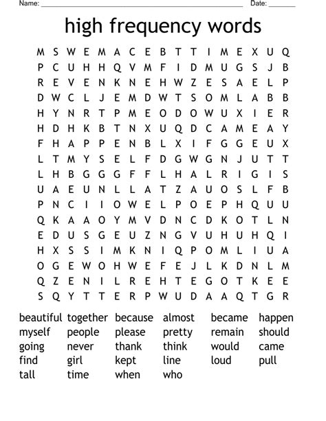 High Frequency Word Search High Frequency Word Wordsearch - High Frequency Word Wordsearch