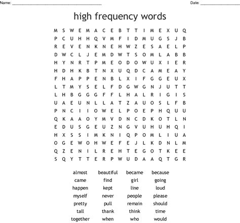 High Frequency Word Search Printable Word Search Printable High Frequency Words Word Search - High Frequency Words Word Search