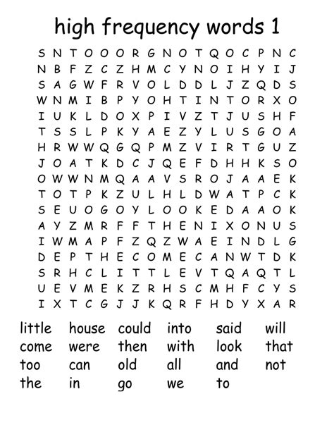 high frequency words Word Search WordMint