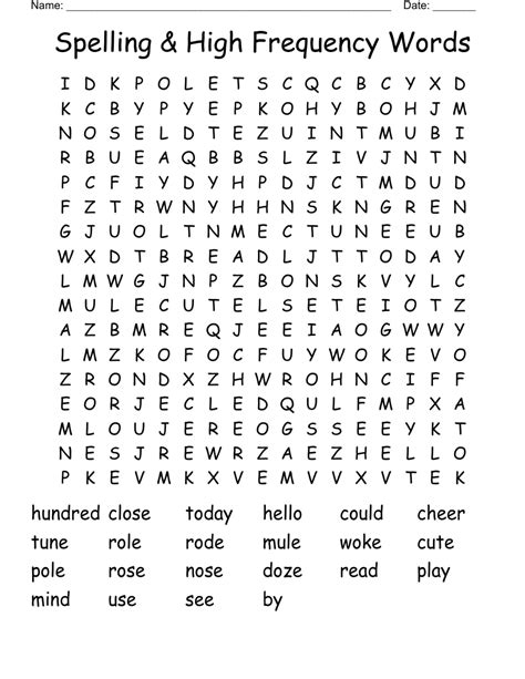High Frequency Words Word Search High Frequency Word Search - High Frequency Word Search
