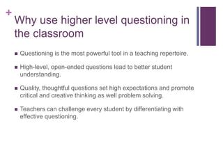 High Level Questioning Techniques For Kindergarten