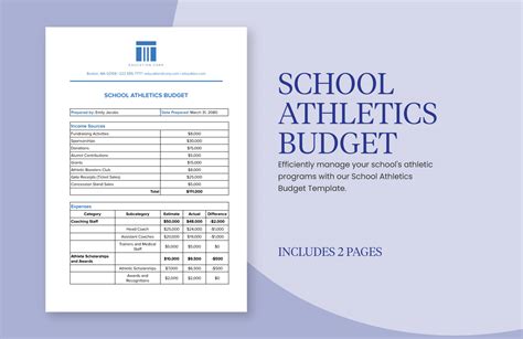 high school athletic budget template