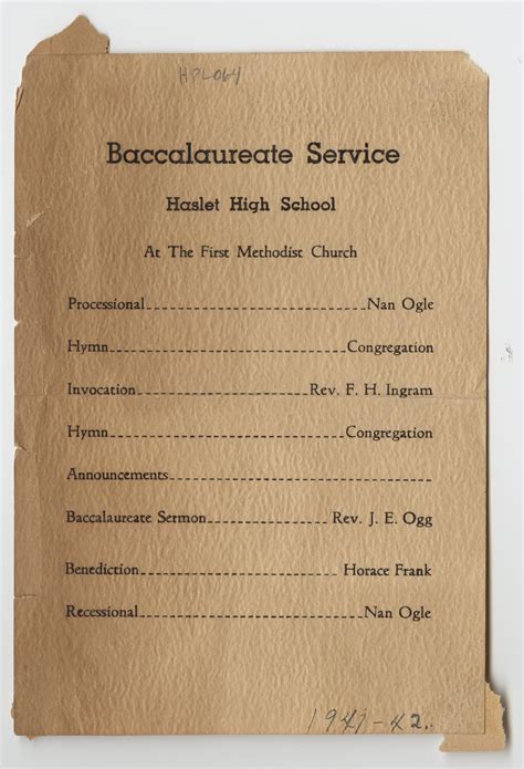 High School Baccalaureate Service Program Sample