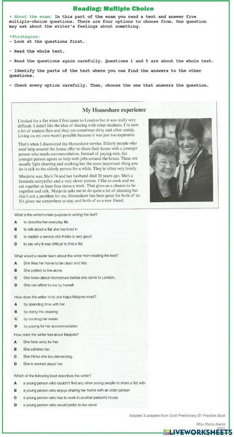 High School Comprehension Multiple Choice Questions