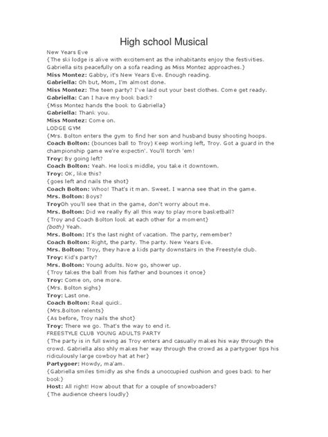High School Musical Script