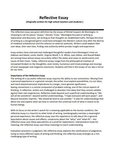 High School Reflective Essay Examples