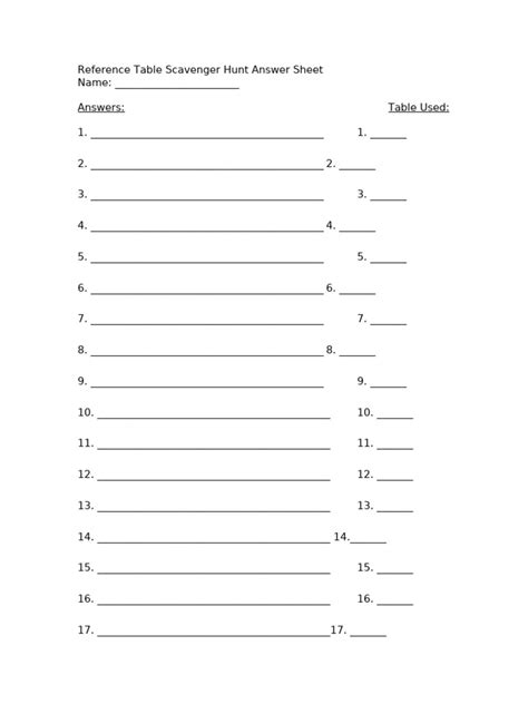 Full Download High School Scavenger Hunt Reference Sheet Answers 