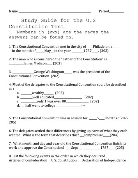 Download High School Us Constitution Test Study Guide 