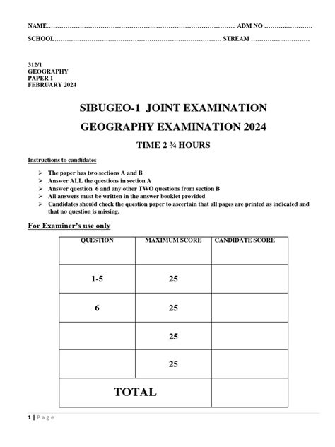 Higher Geography Past Papers