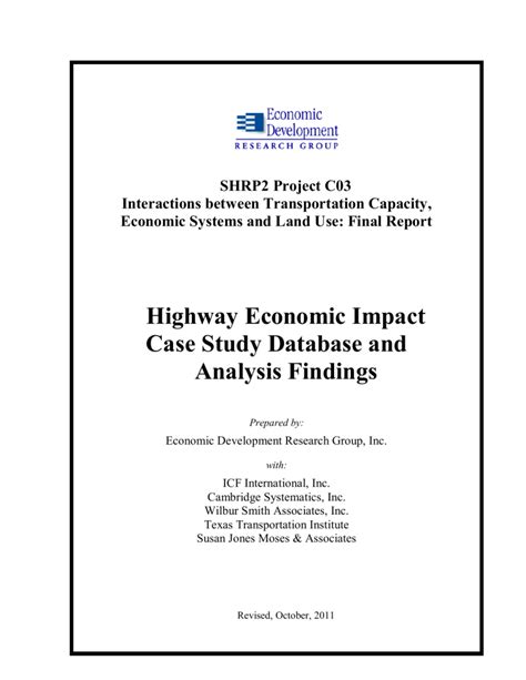 Download Highway Economic Impact Case Study Database And Analysis 