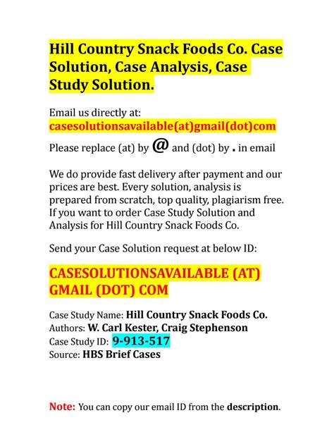 Download Hill Country Snack Foods Case Solution 