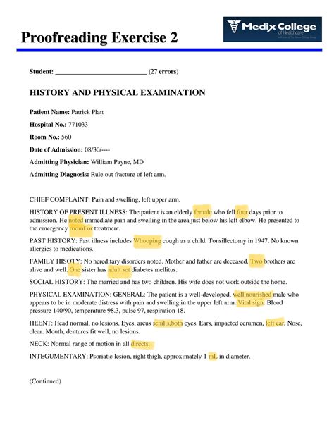 Read Hillcrest Medical Center Proofreading Exercise 4 Answers Pdf 