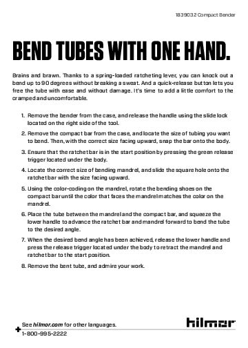 Hilmor Bender Instructions