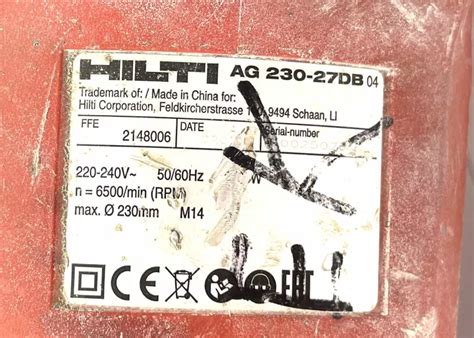 Hilti AG 230 14D Serial Number