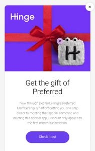 hinge preferred free trial membership